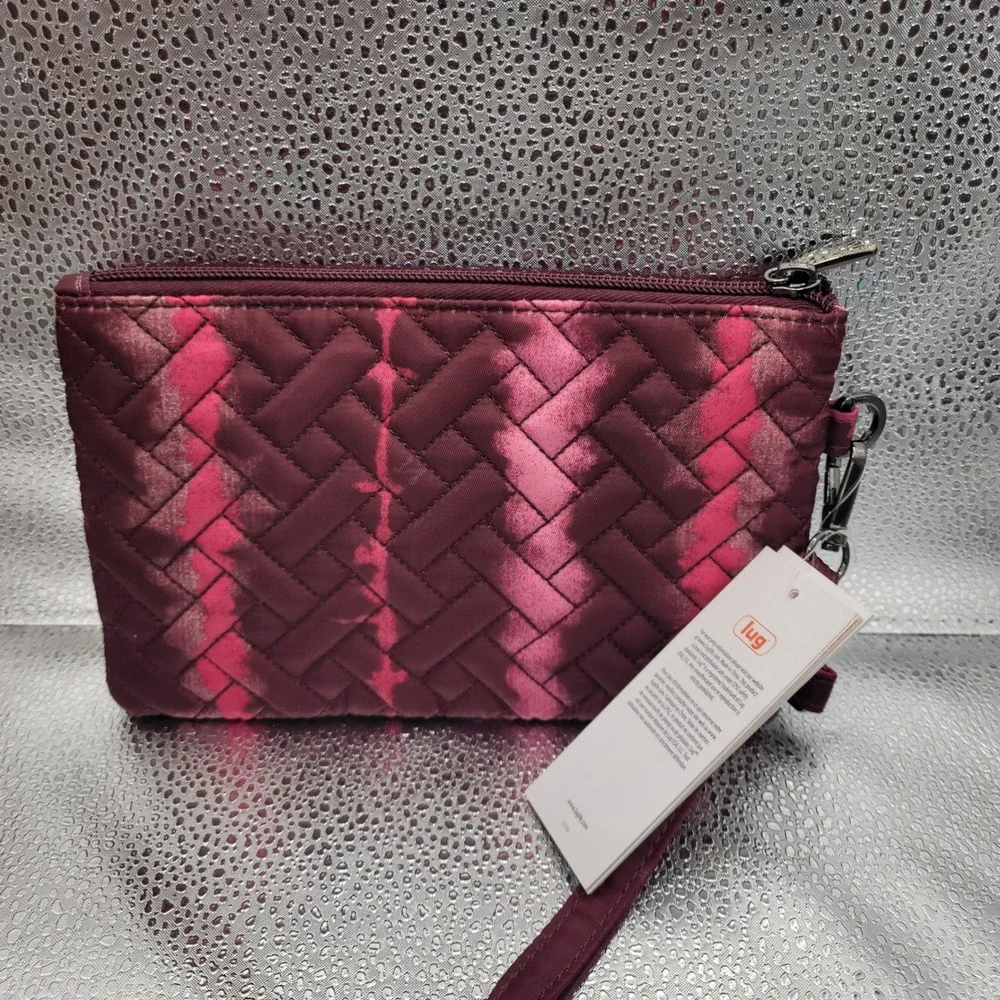 Lug Peekaboo Quilted Wristlet Clutch Pink Burgundy Tie Dye Clear Window NEW - Picture 4 of 6
